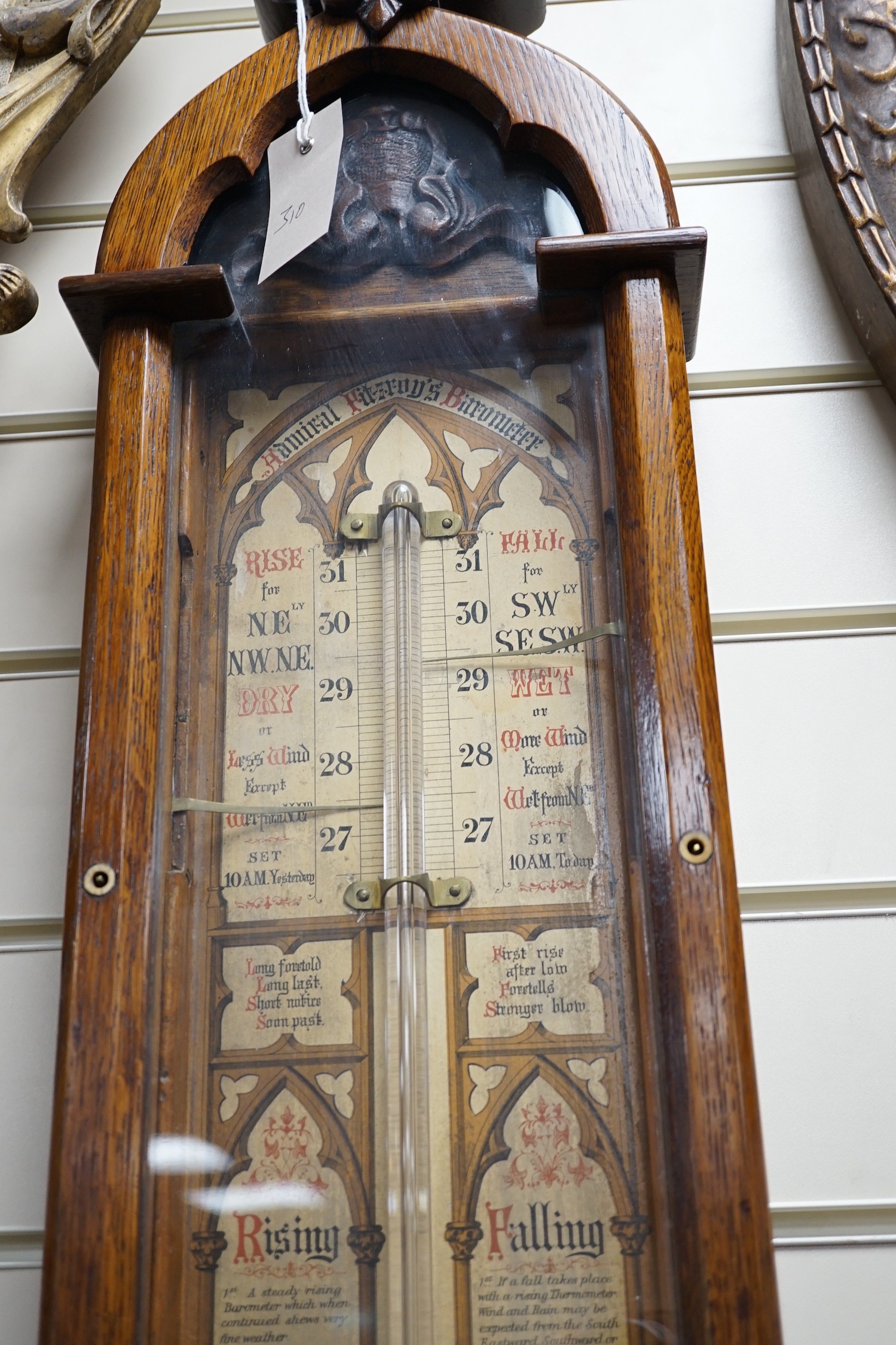 An Admiral Fitzroy oak cased barometer, 117cm Ivory submission reference: LDTFPXB1